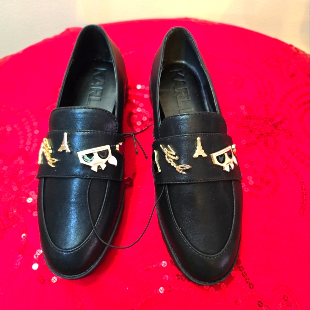 NEW Karl Lagerfeld Paris for Womens Loafers shoes Black color Size 5.5